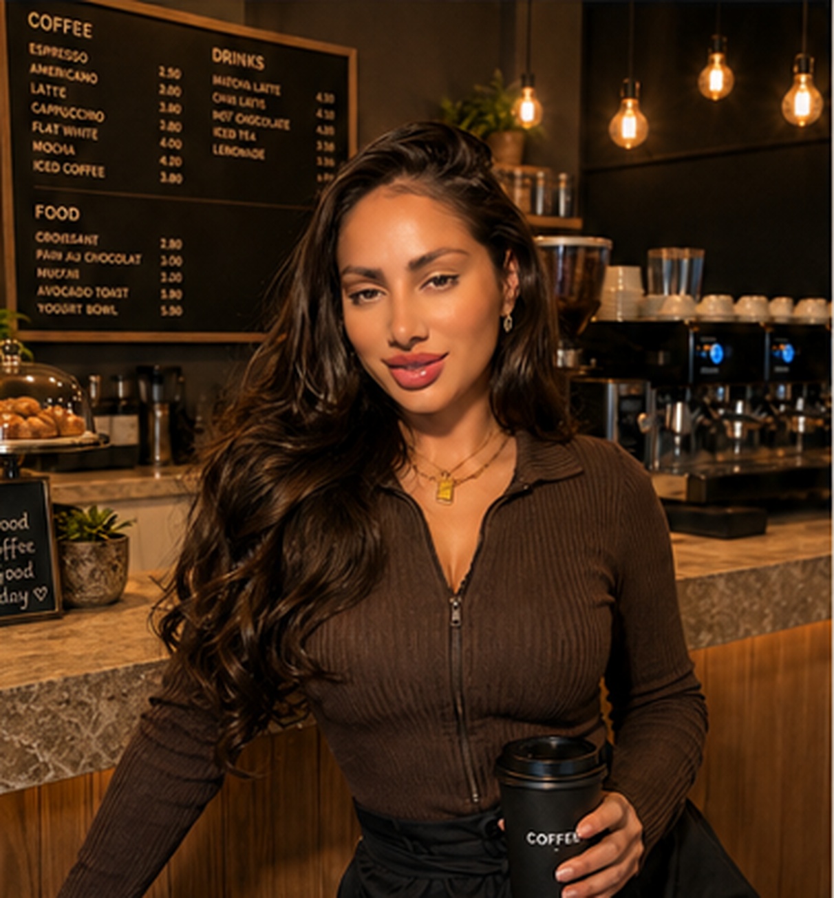 Sara, founder of Hive & Bean, behind the bar in Shoreditch